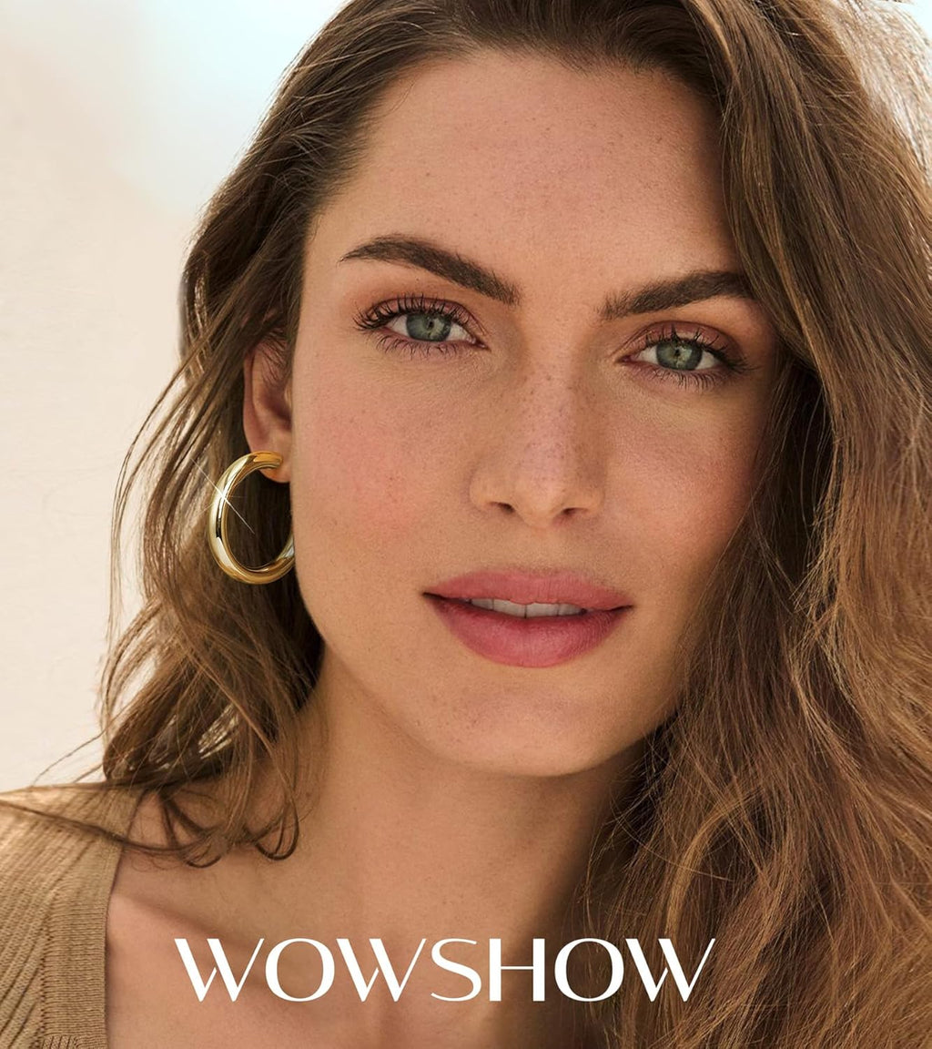 Chic 14K Gold Plated Chunky Hoop Earrings for Women - Lightweight and Stylish Jewelry Gift Options in 45MM Size