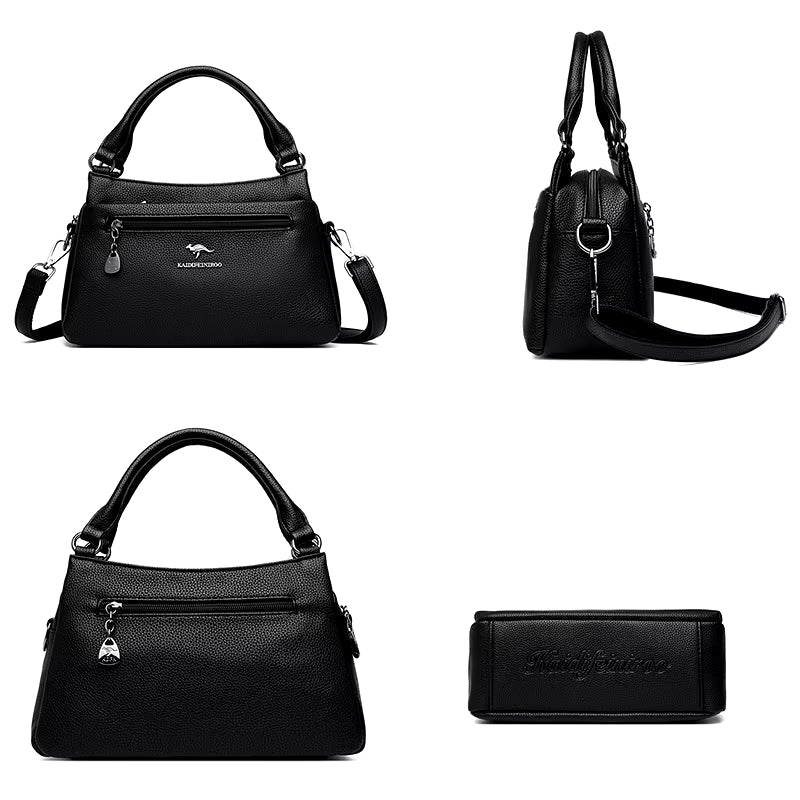 Elevate Your Style with Our Luxury 100% Top Layer Cowhide Handbag - A Must-Have Solid Color Designer Crossbody for Women!