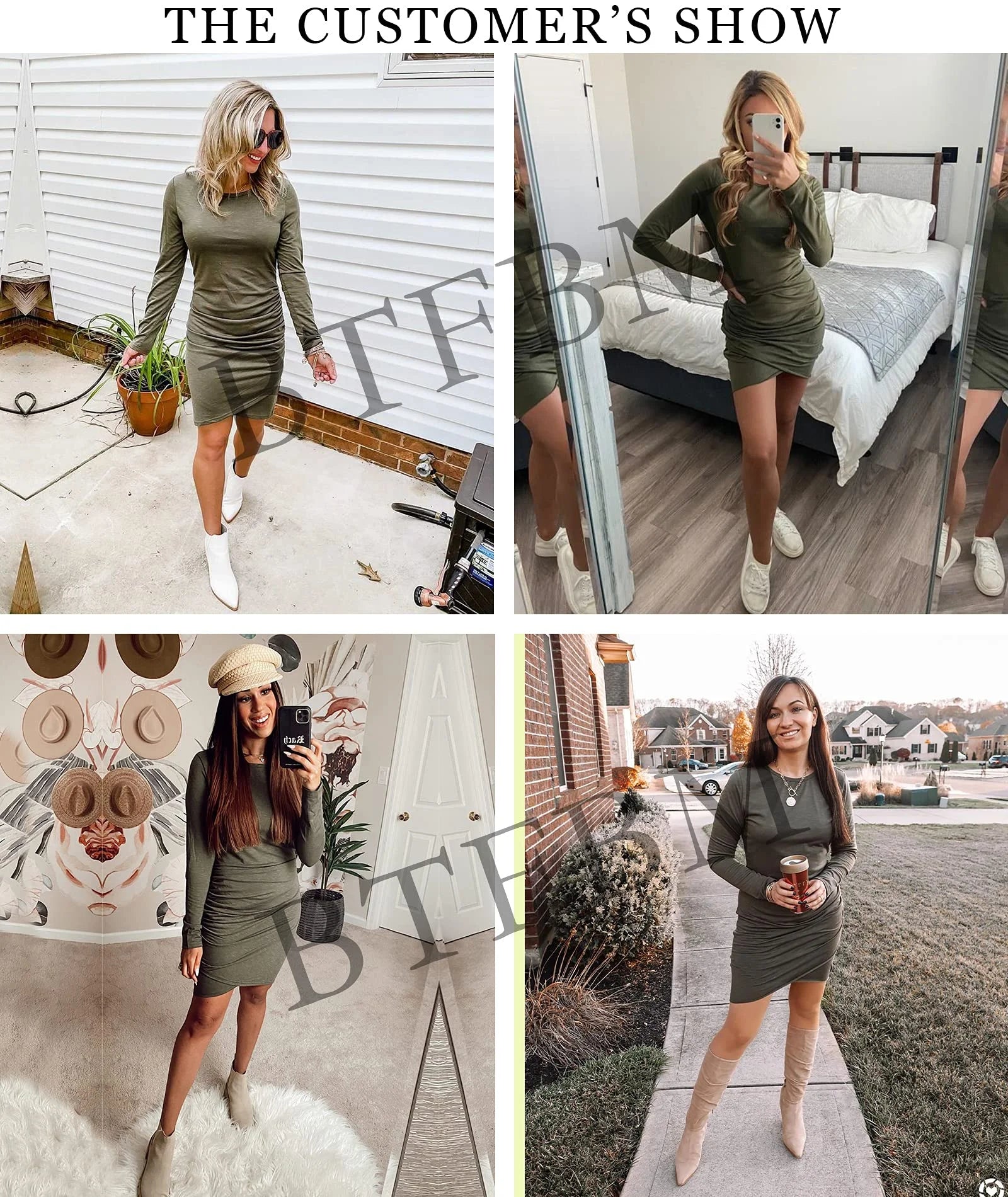 Elevate Your Style with the Women’s Elegant Ruched Bodycon Long Sleeve Mini Dress in Wine Red - Perfect for Parties and Casual Outings!