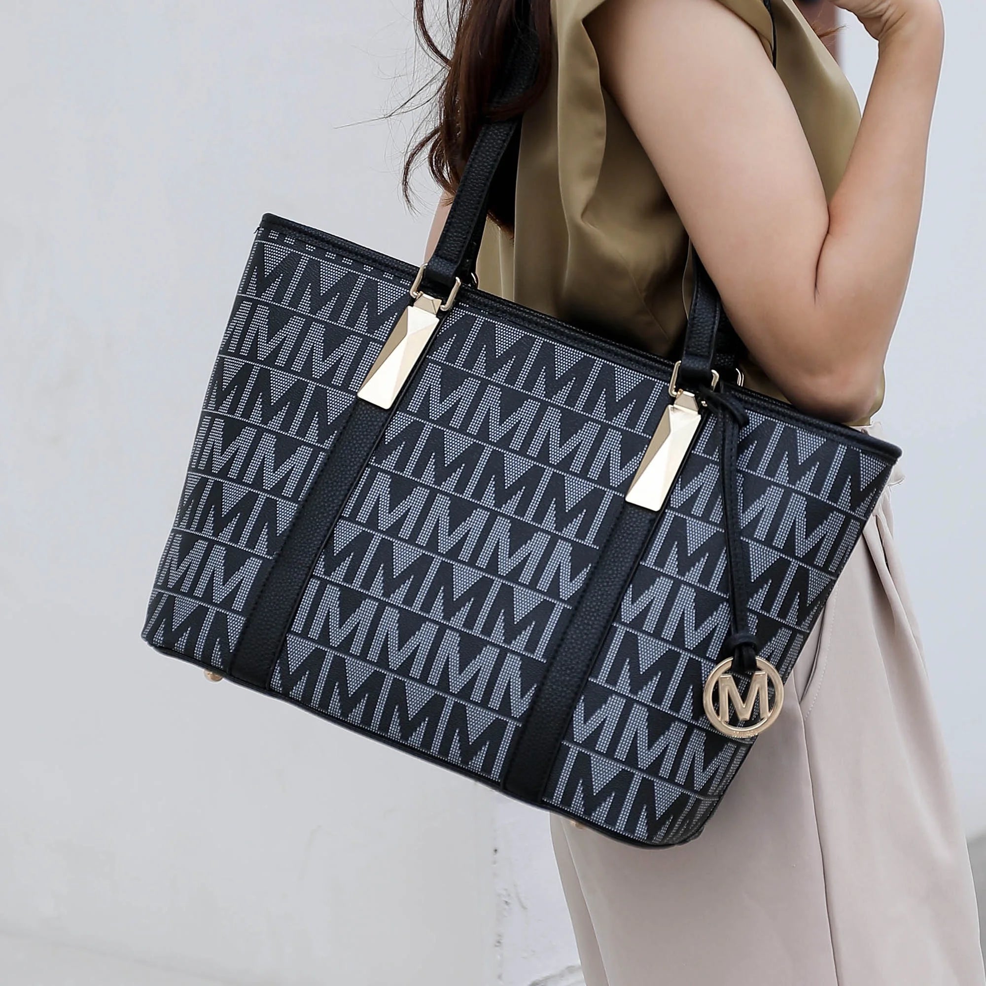 Chic & Versatile: by Mia K. Marimar Women's Signature Tote Bag Set in Chocolate Brown - Includes Mini Tote, Pouch & Wristlet