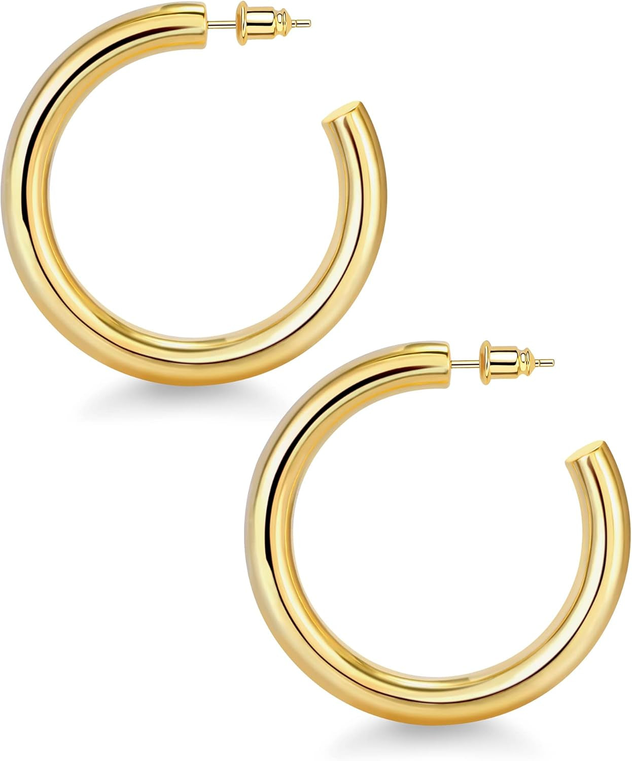 Chic 14K Gold Plated Chunky Hoop Earrings for Women - Lightweight and Stylish Jewelry Gift Options in 45MM Size