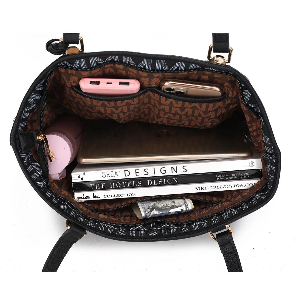 Chic & Versatile: by Mia K. Marimar Women's Signature Tote Bag Set in Chocolate Brown - Includes Mini Tote, Pouch & Wristlet