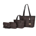 Chic & Versatile: by Mia K. Marimar Women's Signature Tote Bag Set in Chocolate Brown - Includes Mini Tote, Pouch & Wristlet