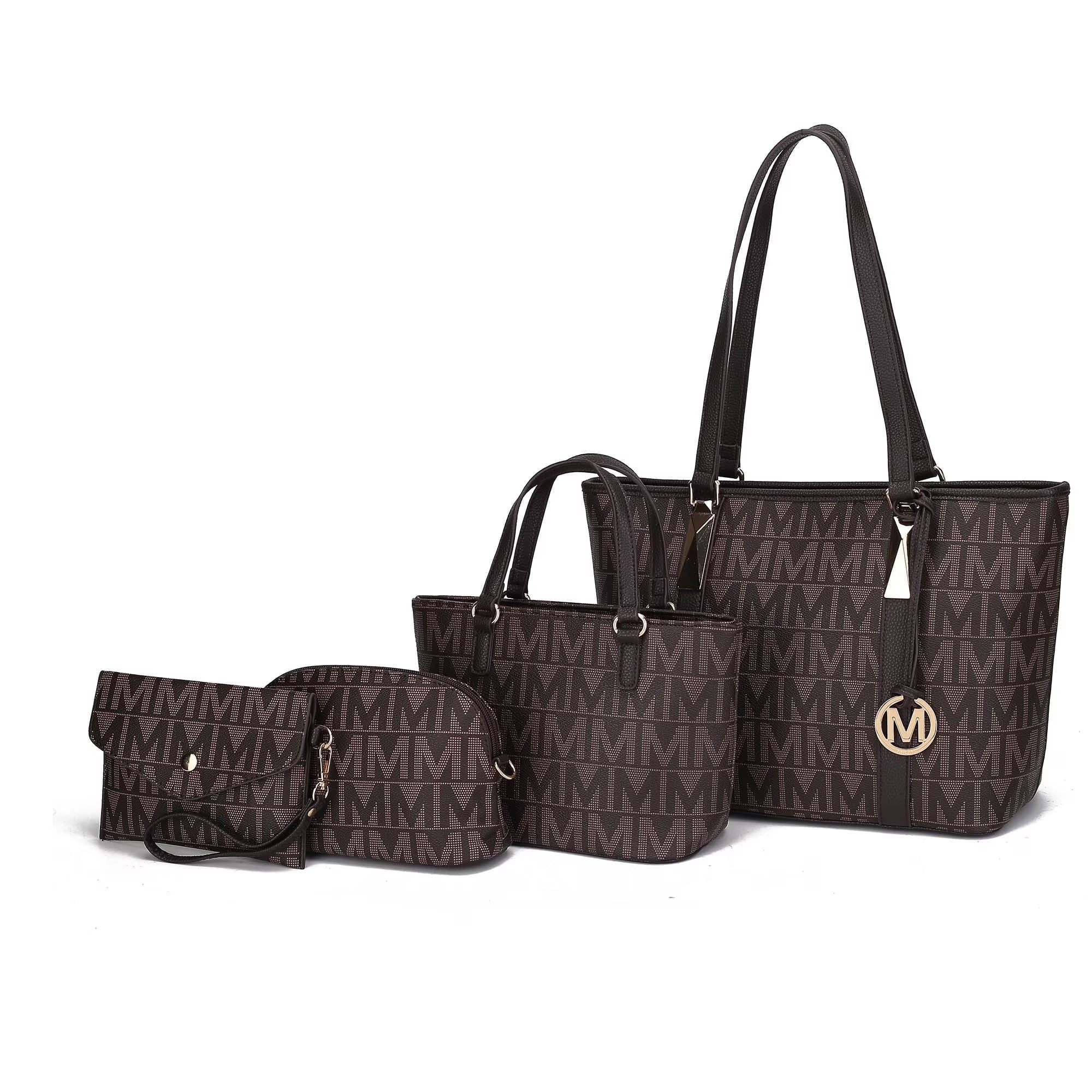 Chic & Versatile: by Mia K. Marimar Women's Signature Tote Bag Set in Chocolate Brown - Includes Mini Tote, Pouch & Wristlet