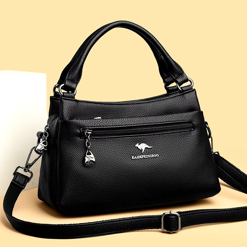 Elevate Your Style with Our Luxury 100% Top Layer Cowhide Handbag - A Must-Have Solid Color Designer Crossbody for Women!